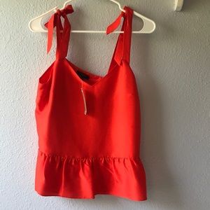 NWT J.CREW Coral Tie Shoulder Top